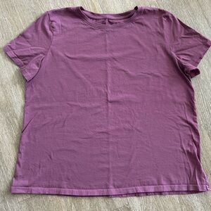 Pact Organic Cotton V-Neck Tee Shirt Women's Mauve Plum Purple size Large